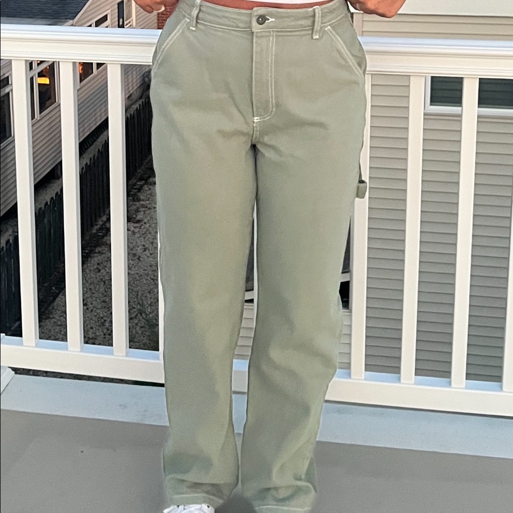 green cargo jeans